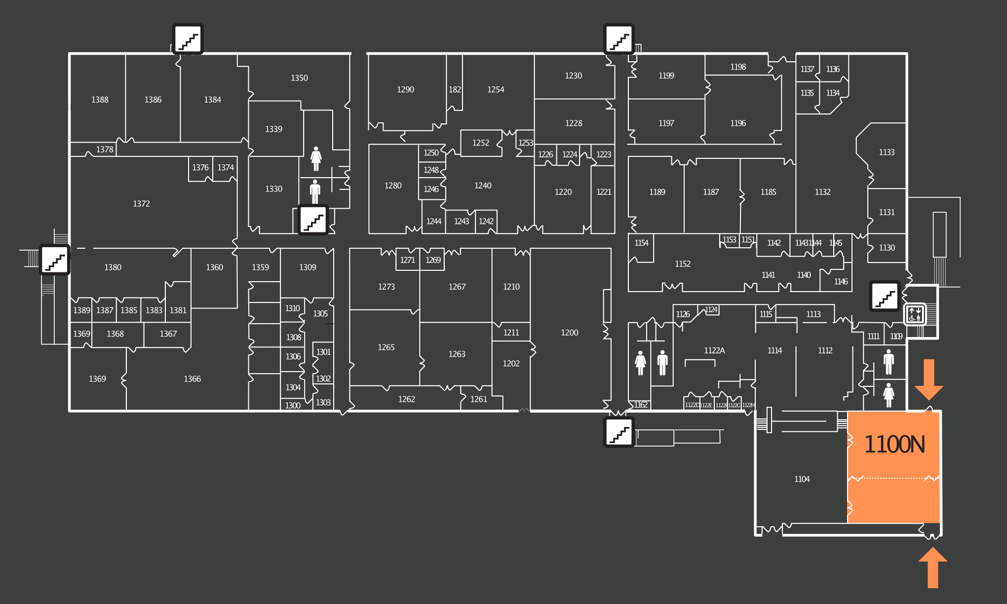 Floorplan for room MA 1100N at Gateway Community College